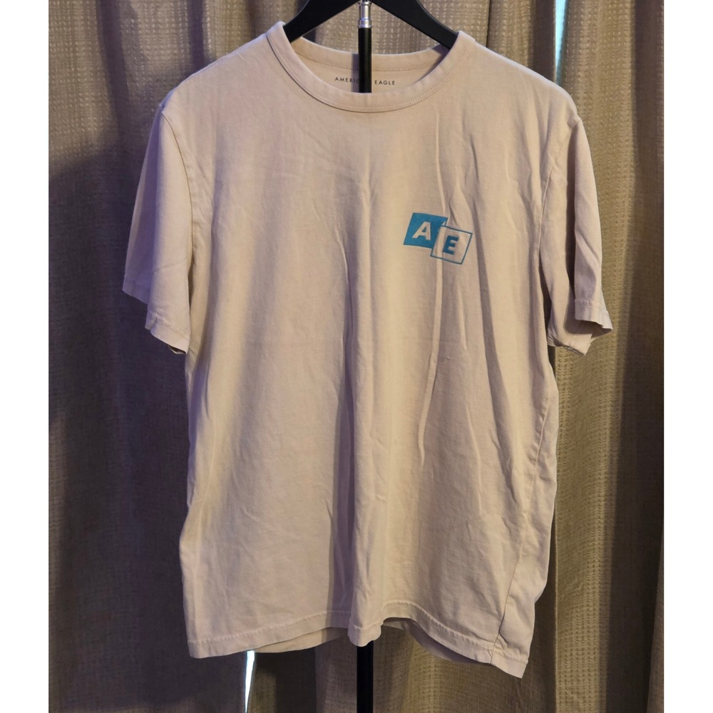 American Eagle Standard Fit Graphic T-Shirt Men's Size Medium Cream